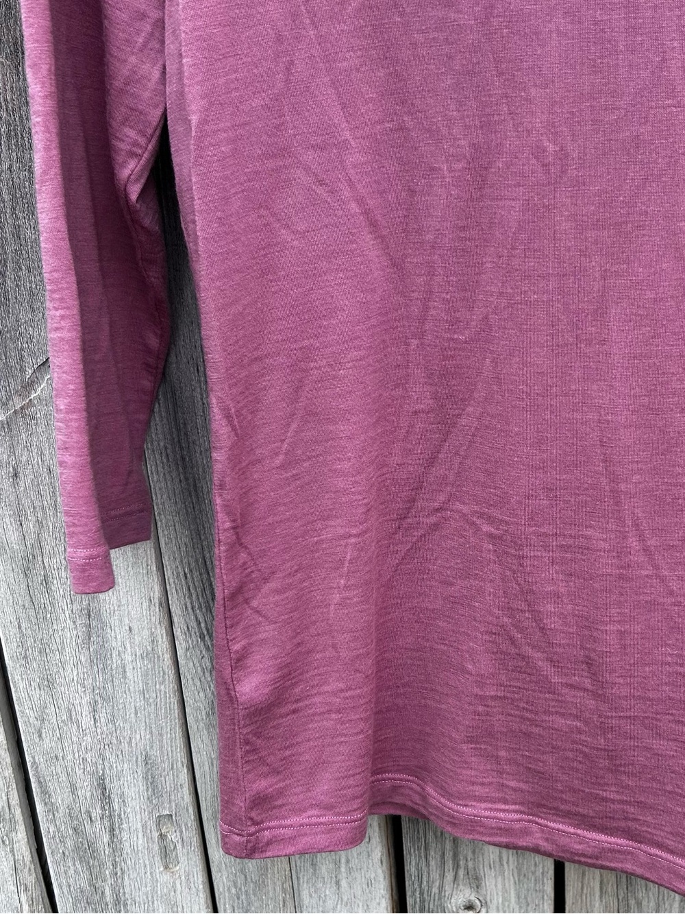 Woolx Jenny 3/4 Sleeve Crewneck Tee Shirt Merino Wool Blend Dusty Rose Pink S - Picture 5 of 13